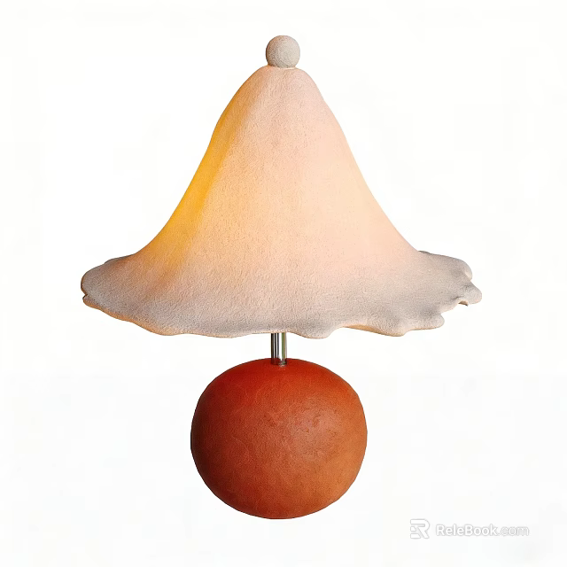 Unique Mushroom Table Lamp With Soft Pink Lampshade Warm Glow And Round Brown Base 3d model 