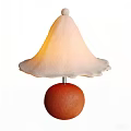 Unique Mushroom Table Lamp With Soft Pink Lampshade Warm Glow And Round Brown Base