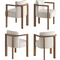 Elegant Beige Fabric Dining Chairs With Wooden Armrests And Modern Design