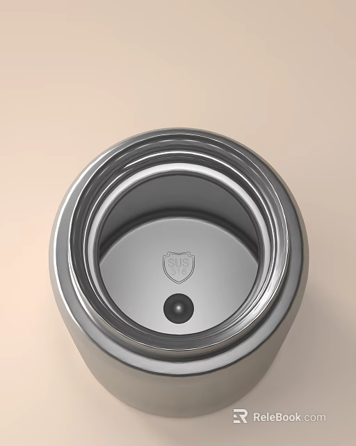 Stainless Steel Container Featuring Round Lid Central Logo And Small Dot 3d model