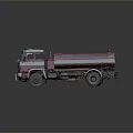 Vintage Red And White Tanker Truck As Functional Vehicle For Fuel Transportation