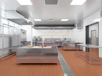 Modern Kitchen Hotel Kitchen 3d model