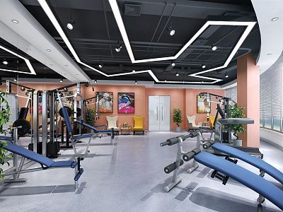 modern gym fitness center gym space 3d model