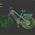 BETTERON Beige Electric Mountain Bicycle With Green Seat Rear Rack Large Tires And Reflective Strips