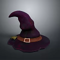 Purple Witch Hat With Brown Belt Metal Buckle And Small Decoration