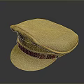 Beige Uniform Cap With Red Band For Classic Character Costume Accessory