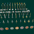 Collection of Medieval Weapons Featuring Spears Hammers Axes Swords and Shields