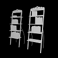 Two Stylish Red Frame Multi Tier Bookcases With Books On Shelves