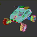 Futuristic Exploration Rover with Large Wheels Silver Exterior and Top Equipment