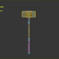 3D Model of Decorative Hammer With Purple Striped Handle and Metal Head
