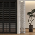 Modern solid wood folding door multi-link sliding door 3d model