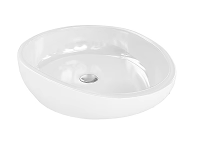 White Countertop Bowl Shaped Washbasin with Smooth Surface and Central Drain Hole 3d model