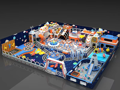 Colorful Indoor Playground Equipment With Slides Ball Pits Tunnels And Interactive Areas 3d model