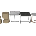 Modern Side Tables with Various Designs Marble Tops and Metal Frames 3d model