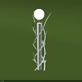 White Decorative Outdoor Light For Garden With Cylindrical Pole Twisted Branches Round Shade