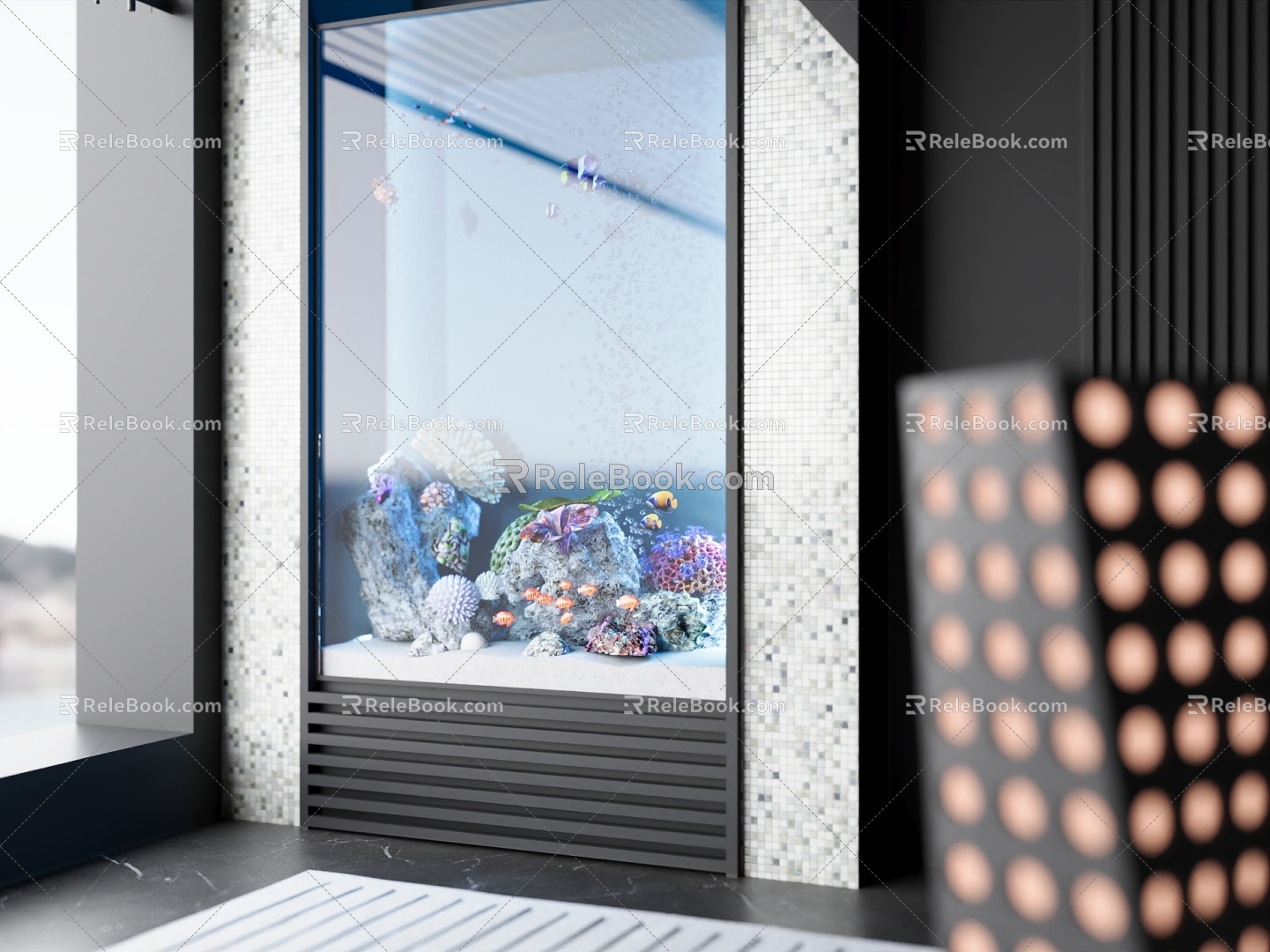 Modern fish tank full wall fish tank 3d model