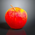 Fresh Ripe Red and Yellow Apple on Black Background with Reflection
