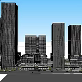 Modern High Rise Commercial Complex With Glass Facades And Riverfront Urban Design