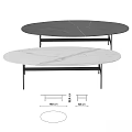 Modern Coffee Table Set With Marble Top Metal Frame Oval And Round Shapes