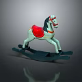 Wooden Rocking Horse With White Body Red Saddle And Black Rockers