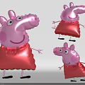 Pink Inflatable Piggy Cartoon Character Models With Smiling Face Red Dress And Multiple Angles