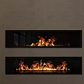 Modern Luxury Double Layer Fireplace With Flames And Glass Panel Minimalist Design 3d model