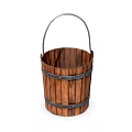 Rustic Wooden Decorative Bucket With Metal Handle For Home Ornamental