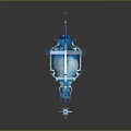 Elegant Blue Decorative Lantern With Crystal Structure And Illuminated Light Design