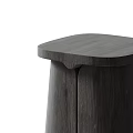 Modern Dark Wooden Stool With Smooth Square Seat And Unique Leg Design