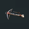 Traditional Crossbow Weapon Design With Bowstring Arrows And Wooden Grip Structure