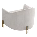 Light Gray Velvet Single Sofa With Gold Legs And Decorative Cushion Pattern 3d model