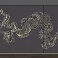Modern Luxury Interior Background Wall Design With Black Surface And Golden Abstract Lines