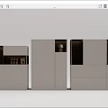 Modern Decorative Cabinet Modular Design With Wooden Gray Finish And Display Shelves