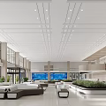 Modern Service Hall With Spacious Waiting Area And Counters 3d model