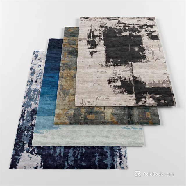 Modern Abstract Square Rugs With Various Color Patterns For Home Decor 3d model