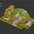 Green Dinosaur Model With Colorful Head Resting On Green Base Platform 3d model