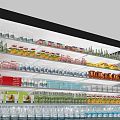 Multi tier Commercial Display Shelf Filled with Assorted Bottled Drinks and Beverages 3d model