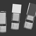 Three Silver SUV And Pickup Truck Models On Shiny Reflective Surface 3d model