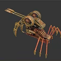 Mechanical Spider Creature With Orange Metallic Body And Multiple Robotic Legs