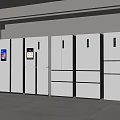 Modern White Refrigerators With Side By Side Multi Door And Top Freezer Designs In Row