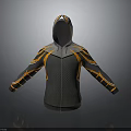 Stylish Dark Gray Hoodie With Orange Accent Stripes And Mesh Texture