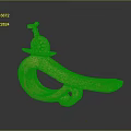 Wooden Sculpture Carving With Curved Spiral Design And Small Bird Figure On Top