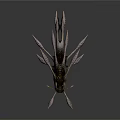 Black Biological Organ Structure With Golden Spiky Hairs And Unique Design