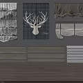Stylish Roman Blinds With Various Patterns Striped And Solid Color Designs 3d model
