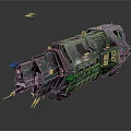 Futuristic Sci Fi Mechanical Vehicle With Small Aircraft And Metallic Details