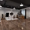 Spacious Photography Studio Interior With Professional Equipment White Chairs And Wooden Floor