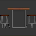 Modern Wooden Dining Table with Metal Frame Smooth Tabletop and Round Stools