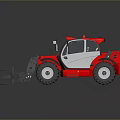 Red And White Telehandler With Operator Cabin Front Fork And Large Tires 3d model