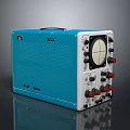Vintage Blue White Computer Oscilloscope With Control Knobs Display Screen And Classic Design