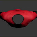 Red Sports Shirt With Black Accents And Logos On Sleeves And Chest